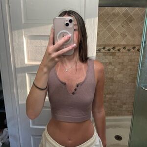 BY TOGETHER BROWN CROP TOP